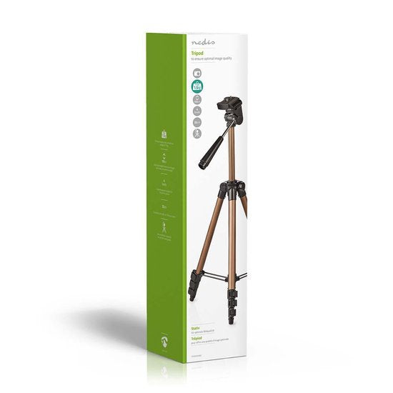 Nedis Statief - Maximaal draagvermogen: 1.5 kg - Minimale werkhoogte: 35.0 cm - Maximale werkhoogte: 106.0 cm - 3 Segmenten - Pan & Tilt - Inclusief reistas - ABS / Aluminium - Brons / Zilver - afbeelding 14