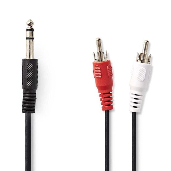 Nedis Stereo-Audiokabel - 6,35 mm Male - 2x RCA Male - Vernikkeld - 2.00 m - Rond - Polybag - afbeelding 4