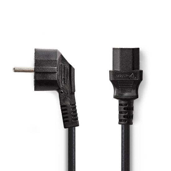 Nedis Stroomkabel - Type F (CEE 7/7) Male - IEC-320-C13 - Gehoekt - Recht - Vernikkeld - 2.00 m - Rond - PVC - Zwart - Label - afbeelding 8