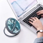 USB Ventilator - Relin Fany - Mini Tafelventilator - Kantelbaar - Aan/Uit Schakelaar - Rond - Grijs/Blauw - afbeelding 5