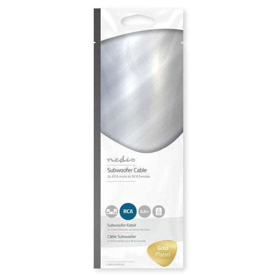 Nedis Stereo-Audiokabel - 2x RCA Male - RCA Female - Verguld - 0.20 m - Rond - Antraciet - Doos - afbeelding 4