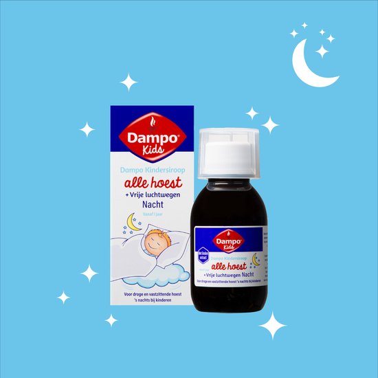 Dampo Kids Nacht Kindersiroop Alle Hoest + Vrije luchtwegen - Voor droge en vastzittende hoest 's nachts bij kinderen - Verlichting en verzachting bij het hoesten - Vanaf 1 jaar - Medisch hulpmiddel - 100 ml - afbeelding 4