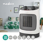 Nedis Keramische PTC-Ventilatorkachel - 1000 / 2000 W - 2 Verwarmingsmodi - Instelbare thermostaat - Draait automatisch - Oververhittingsbeveiliging - Omvalpreventie - afbeelding 2