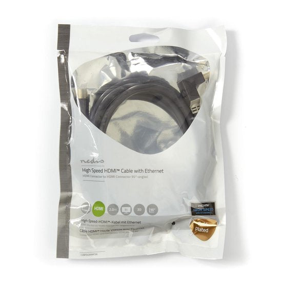 Nedis CVBP34200AT20 High Speed Hdmi-kabel Met Ethernet Hdmi-connector - Hdmi-connector 90° Haaks 2,0 M Antraciet - afbeelding 3