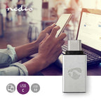 Nedis USB-C Adapter - USB 3.2 Gen 1 - USB-C Male - USB-A Female - 5 Gbps - Rond - Vernikkeld - Zilver - Cover Window Box - afbeelding 2