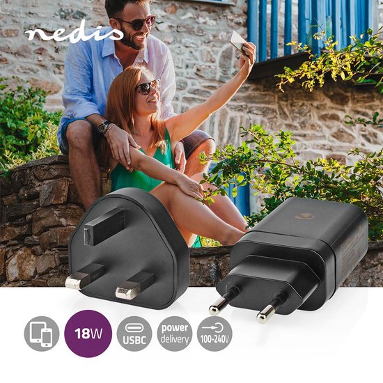 Nedis Oplader - 18 W - / / A - Outputs: 1 - USB-C™ - Automatische Voltage Selectie - afbeelding 2