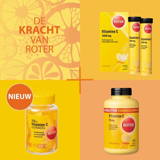 Roter Vitamine C 1000mg bruis - Hoge dosering vitamine C ter ondersteuning van je weerstand - 40 bruistabletten met citroensmaak - afbeelding 4