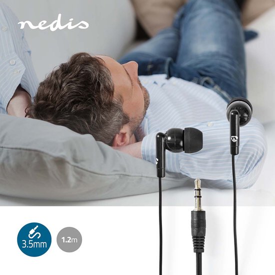 Nedis Bedrade Koptelefoon - 3,5 mm - Kabellengte: 1.20 m - Volumebediening - Zwart - afbeelding 3
