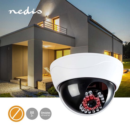 Nedis Dummy Beveiligingscamera - Dome - Batterij Gevoed - Binnen - Wit - afbeelding 2