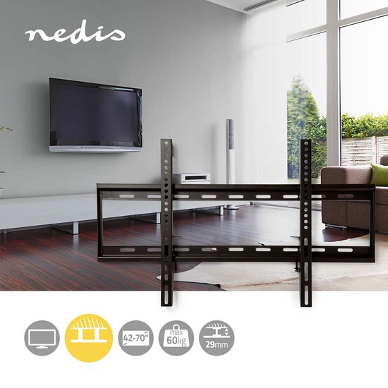 Nedis Vaste TV Muurbeugel - 42 t/m 70 Inch - Max 60 Kg - Zwart - afbeelding 5