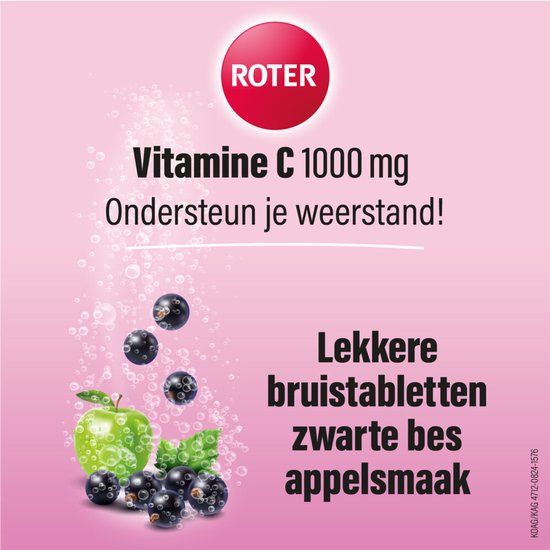Roter Vitamine C 1000 mg Appel- Zwarte Bes - 4 x 15 bruistabletten - Voordeelverpakking - afbeelding 3