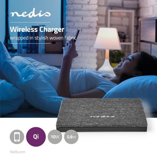 Nedis Draadloze Oplader - 5 / 10 W - 1.0 / 1.1 A - LED-indicatie in gebruik - Inclusief kabel - Micro-USB - 0.80 m - afbeelding 2
