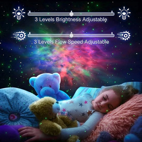 Sterrenhemel Plafond - Nachtlampje - Projector Lamp - Star Light Projector - Galaxy Plafond - Night Light - Heelal Projector - Aurora Projector - Starry LED Projector - Mood Lamp - Sterrenprojector Baby - Slaaphulp - Zwart - afbeelding 2