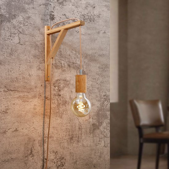 Home Sweet Home - Wandhaak Angle - voor muur hanglamp - haak gemaakt van hout - 30/3/30cm - maak je eigen unieke lamp - afbeelding 4