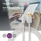 Nedis Lightning Kabel - USB 2.0 - Apple Lightning 8-Pins - USB-A Male - 480 Mbps - Verguld - 1.00 m - Rond - Gevlochten / Nylon - Aluminium - Cover Window Box - afbeelding 3