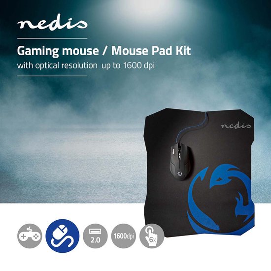 Nedis Gaming Muis & Muismat – Bedraad – 2400 DPI – Optisch – Ergonomisch – Zwart - afbeelding 5