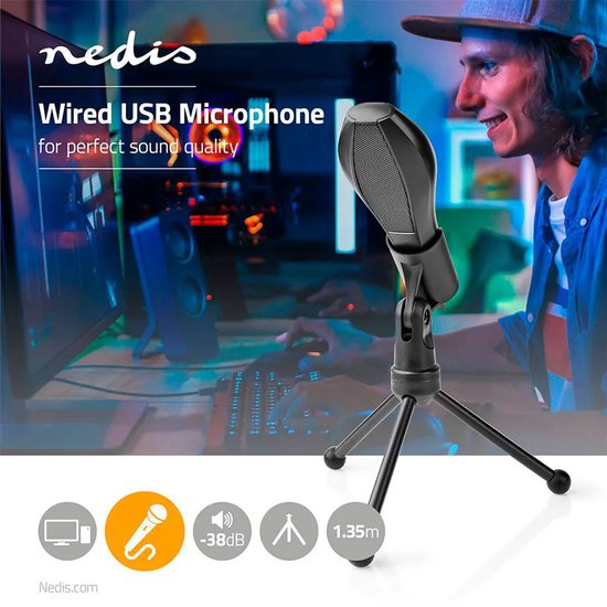 Nedis Microfoon - Apparaat: Desktop / Notebook - Bedraad - 1x USB - afbeelding 2
