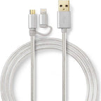 Nedis 2-in-1-Kabel - USB 2.0 - USB-A Male - Apple Lightning 8-Pins / USB Micro-B Male - 480 Mbps - 2.00 m - Verguld - Rond - Gevlochten - Aluminium - Cover Window Box - afbeelding 14