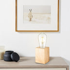 Home Sweet Home - Landelijke tafellamp Eliaz Vierkant - 7/7/10cm - bedlampje - geschikt voor E27 LED lichtbron - gemaakt van Hout - afbeelding 3