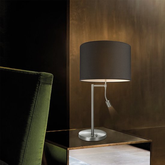 Home Sweet Home - Moderne tafellamp voet Read voor lampenkap - Geborsteld staal - 20/20/47cm - 2 lichts tafellamp met flexibele LED spot - geschikt - afbeelding 4