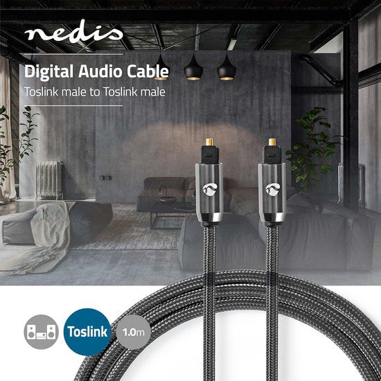 Nedis Digitale Audiokabel | TosLink Male - TosLink Male | Gun Metal Grey | Gevlochten Kabel - afbeelding 20