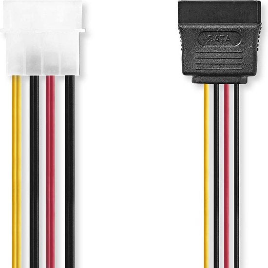 Nedis Interne Voedingskabel - Molex Male - 2x SATA 15-Pins Female - Verguld - 0.15 m - Rond - PVC - Multicolour - Envelop - afbeelding 11