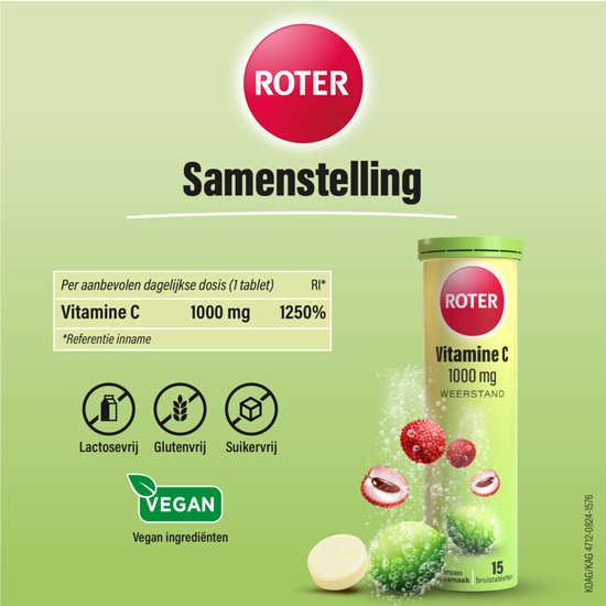 Roter Vitamine C 1000 mg Lime- Lychee - 4 x 15 bruistabletten - Voordeelverpakking - afbeelding 5