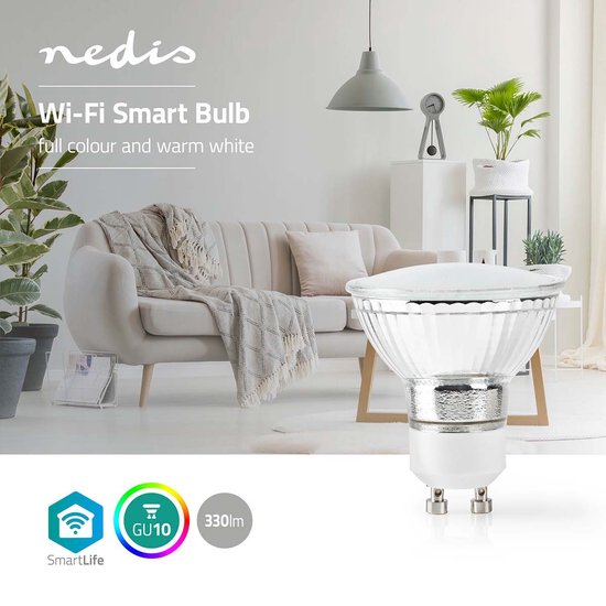Nedis SmartLife Multicolour Lamp - Wi-Fi - GU10 - 330 lm - 5 W - RGB / Warm Wit - 2700 K - Android / IOS - PAR16 - 1 Stuks - afbeelding 4