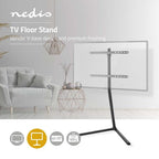 Nedis TV Vloerstandaard - 49 - 70 " - Maximaal schermgewicht: 40 kg - V-shape Design - Anti-omval-riem - Snap-lock - Aluminium / Staal - Zwart - afbeelding 5