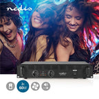 Nedis PA-Versterker - RMS Output: 2x 40 W @ 8 Ohm / 2x 60 W @ 4 Ohm - 2 Kanalen - 19 "rack-montage - Metaal - Zwart - afbeelding 2