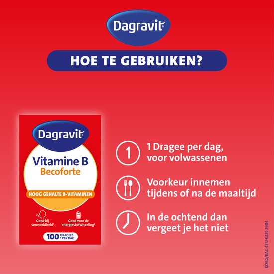 Dagravit Vitamine B Becoforte - Vitamine B3, B5, B6, B11 en B12 helpen om vermoeidheid te verminderen - 100 tabletten - afbeelding 6
