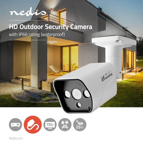 Nedis CCTV-Beveiligingscamera - HD 720p - Nachtzicht: 20 m - Netvoeding - 1/4" CMOS - Kijkhoek: 63 ° - Lens: 3.6 mm - ABS - Wit / Zwart - afbeelding 3