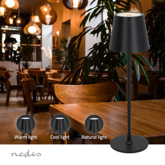 Nedis LED Bureaulamp - Tafellamp - Binnen & Buiten - Oplaadbaar - 150 lm - Zwart - afbeelding 4
