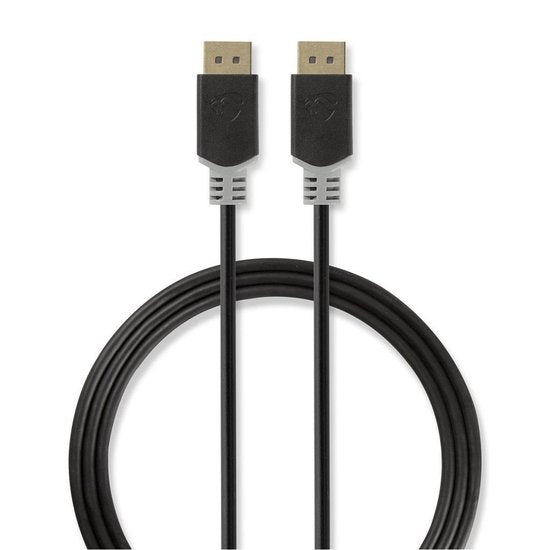 Nedis DisplayPort-Kabel - DisplayPort Male - DisplayPort Male - 8K@60Hz - Verguld - 3.00 m - Rond - PVC - Antraciet / Grijs - Polybag - afbeelding 3