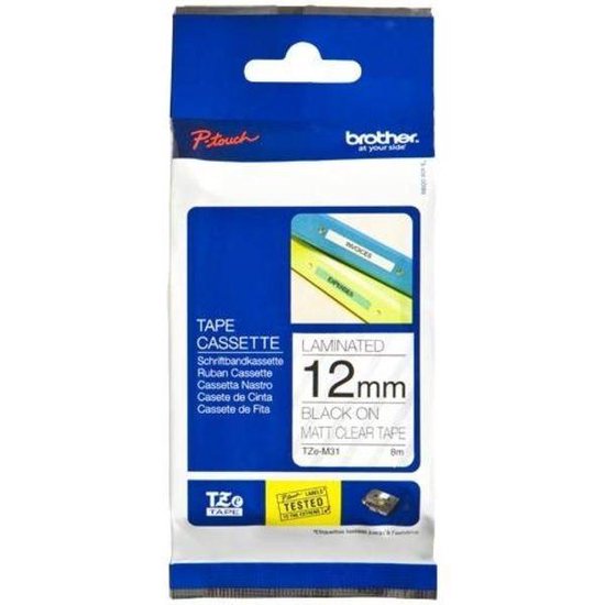Labeltape mat Brother TZe, TZ TZe-M31 Tapekleur: Transparant (mat) Tekstkleur:Zwart 12 mm 8 m - afbeelding 12