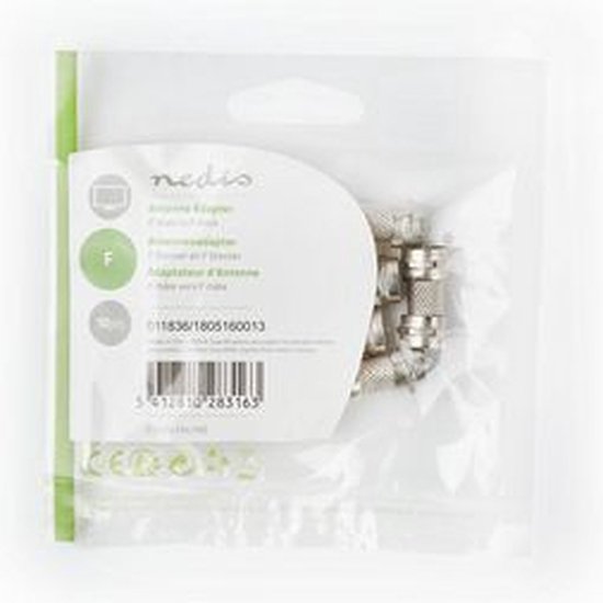 Nedis Satelliet- en Antenne-Adapter - F-Female - F-Female - Vernikkeld - 75 Ohm - Recht - Metaal - Zilver - 10 Stuks - Polybag - afbeelding 4