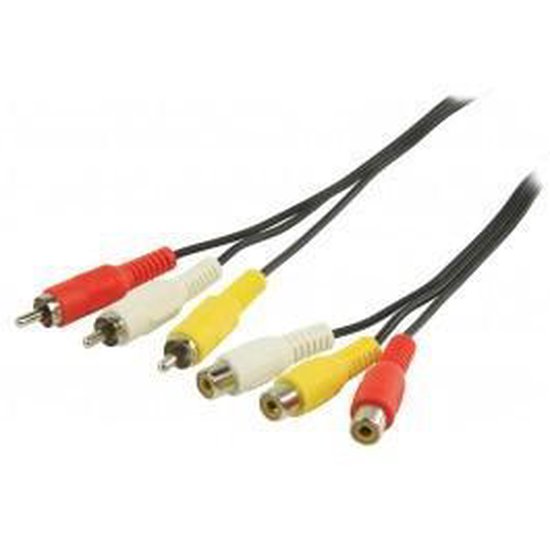 Composite Video Cable | 3x RCA Male - 3x RCA Female | m | Black - afbeelding 18
