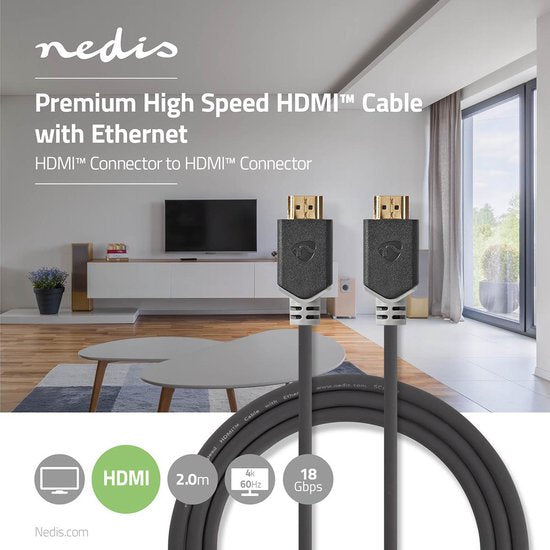 Nedis HDMI kabel versie 2.0 (4K 60Hz HDR) / zwart - meter - afbeelding 2