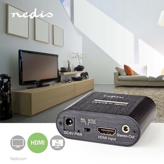 Nedis HDMI-Converter - HDMI Input - Scart Female - 1-weg - 480i - 18 Gbps - Metaal - Antraciet - afbeelding 3