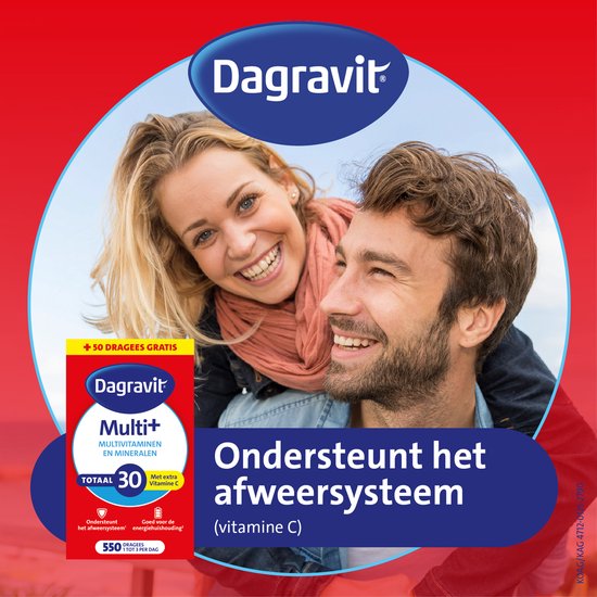 Dagravit Totaal 30 Multivitaminen Voordeelverpakking - Vitamine A, C en het mineraal selenium ondersteunen het afweersysteem - 550 dragees - afbeelding 2