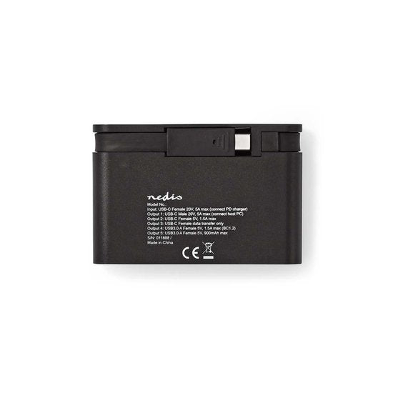 Nedis Computer Hub  USB-C™  2x USB-C™ / 2x USB 3.0 (5 G)  Power Delivery: 100 W  Zwart - afbeelding 6