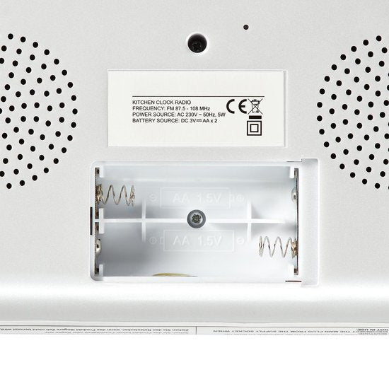 Nedis Keukenradio - Kastontwerp - FM - Netvoeding - Digitaal - 1.5 W - 2 " - Zwart-Blauw Scherm - Wekker - Wit / Zilver - afbeelding 11