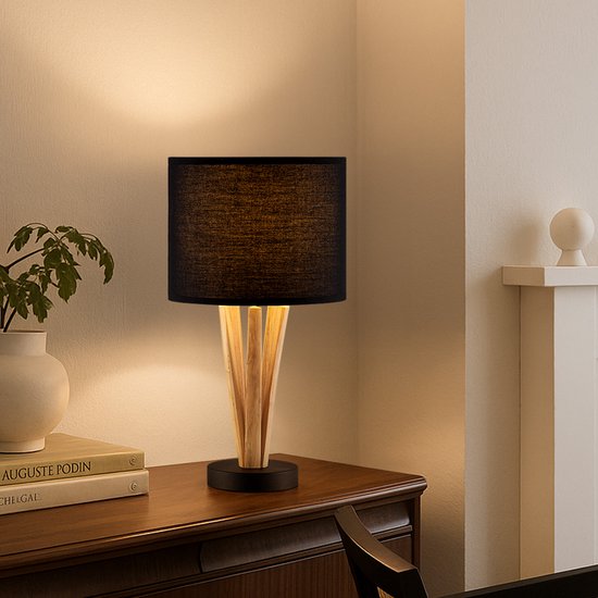 Home Sweet Home - Landelijke tafellamp voet Bindy voor lampenkap - 15/15/33cm - gemaakt van Hout - geschikt voor E27 LED lichtbron - voor lampenkap - afbeelding 3