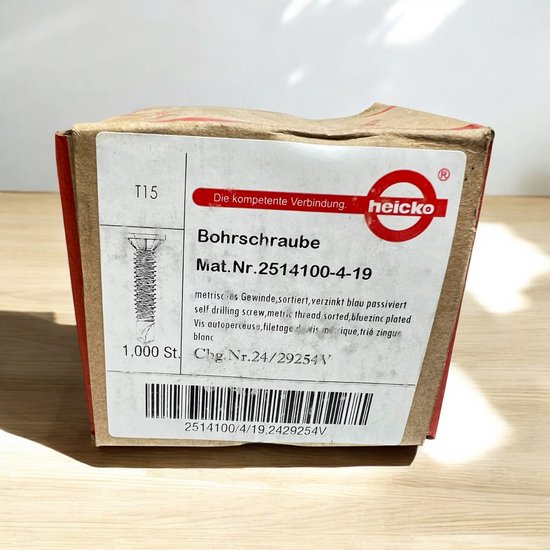 Heicko Zelftappende Metaalschroeven 1000 Stuks Torx T15 19mm x 4mm - afbeelding 3