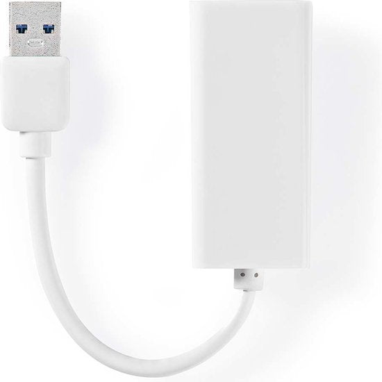 USB-A Adapter - USB 3.2 Gen 1 - USB-A Male - RJ45 Female - 1 Gbps - 0.20 m - Rond - Verguld / Vernikkeld - PVC - Wit - Polybag - afbeelding 5