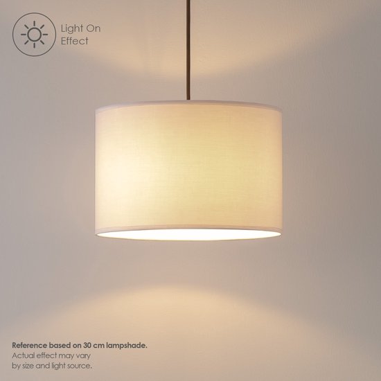 Home Sweet Home - Stoffen Lampenkap Bling - Ø 20 cm – Wit - Cilinder - Lampenkappen voor wandlamp, tafellamp en hanglamp - afbeelding 2