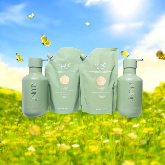 Keune So Pure Polish Shampoo 400ml + Conditioner 400ml navulling + 2 x lege fles 400 ml - afbeelding 2