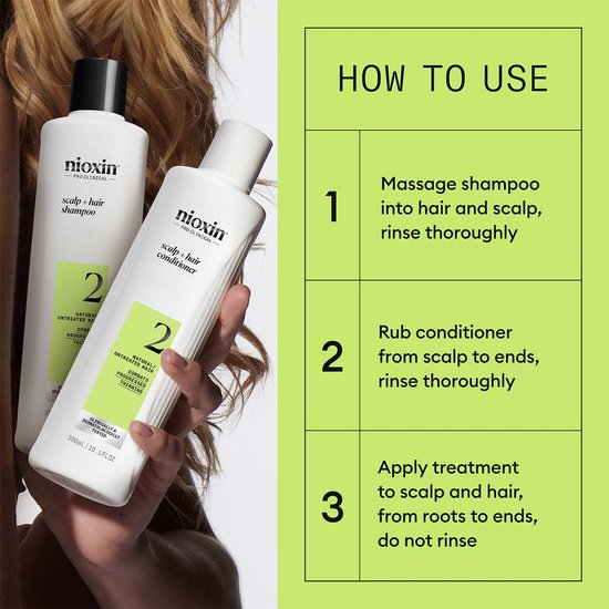 Nioxin System 2 – Loyalty Kit - voor Natuurlijk Haar - Anti Haaruitval – Gevorderde Uitdunning – 300+300+100ml - afbeelding 9