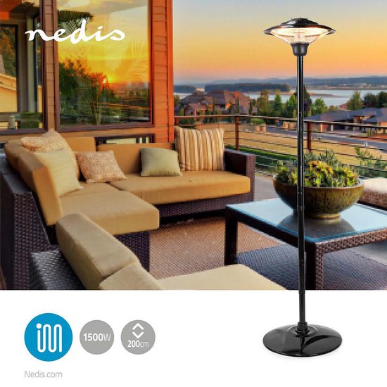 Nedis Patio Verwarmer - 1500 W - 1 Warmte Stand - Omvalpreventie - IP34 - Zwart - afbeelding 5