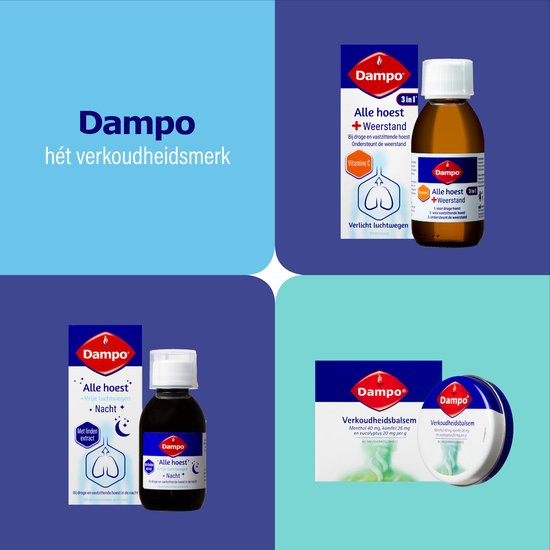 Dampo 3 in 1 Alle Hoest + Keelpijn - Bij droge en vastzittende hoest - Bij keelpijn - Verlicht de luchtwegen - Hoestdrank - Medisch hulpmiddel - 150 ml - afbeelding 6